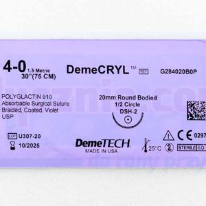 Nić Chirurgiczna DEMECRYL (wchłanialna) 5/0 75cm fioletowa z zaokrągloną igłą 1/2 17mm DEMETECH 1 szt